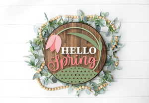 Hello Spring 18" Round Sign